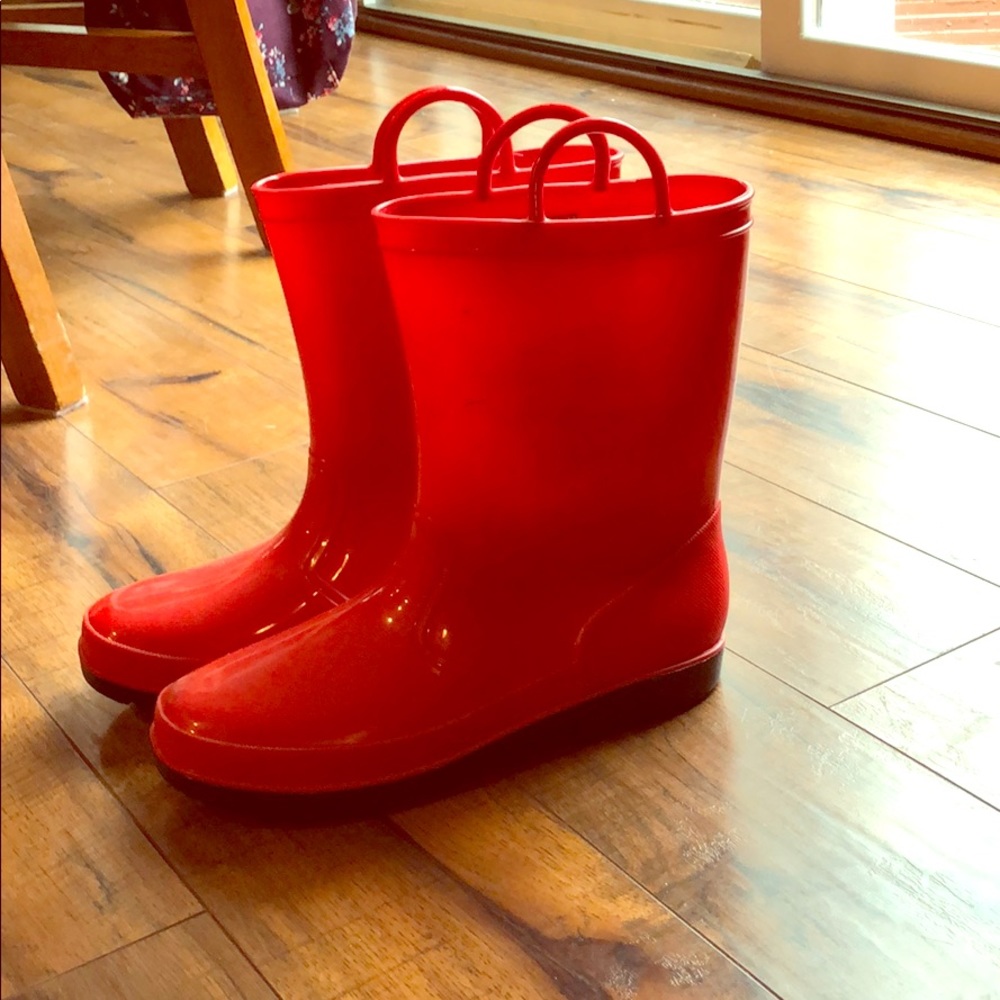 Red rain boots
